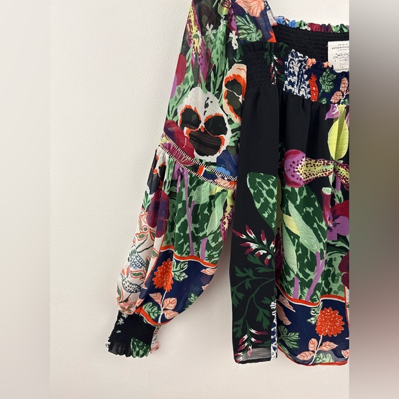 ANTHROPOLOGIE LIL SIRE Puff Sleeve Blouse Multicolor Floral size M - Picture 7 of 9